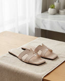 Slide Sandals with Cut-Out Straps